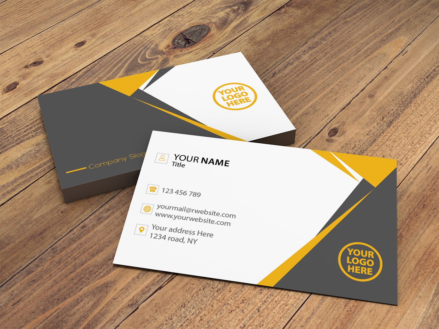 Yellow Geometric Business Card m-min