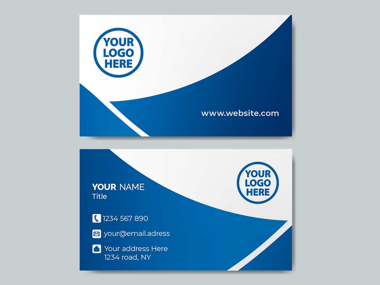Blue curved business card