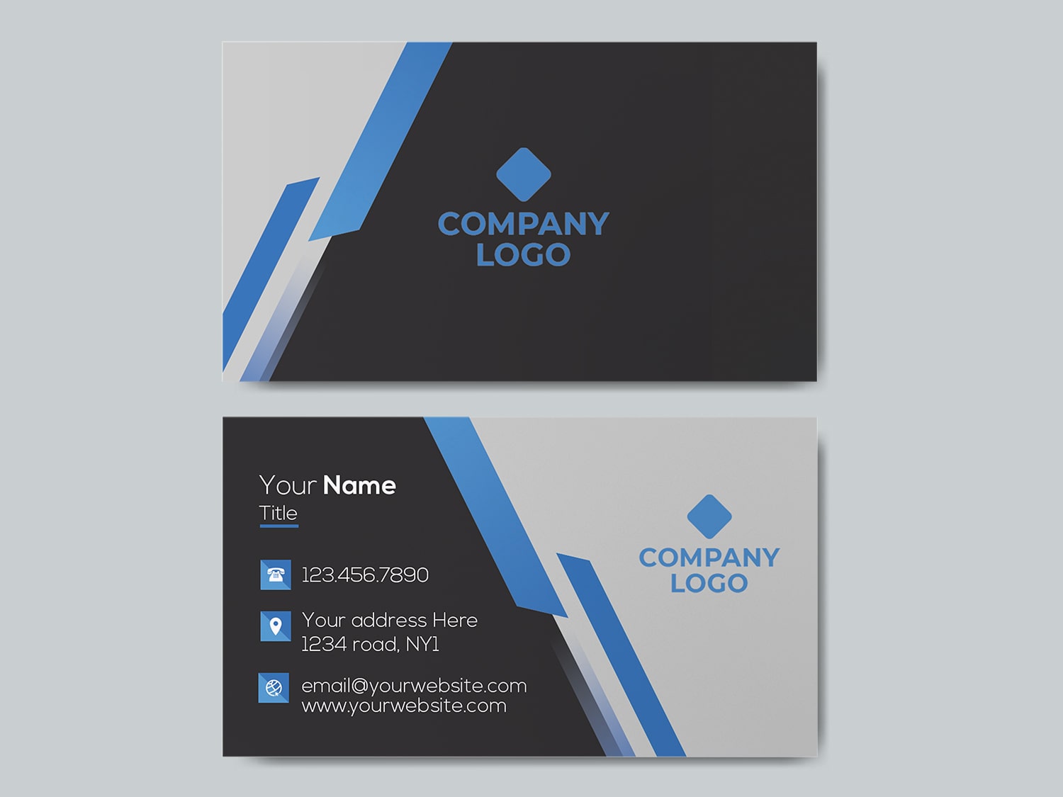 Blue gradiend lines Business Card-min