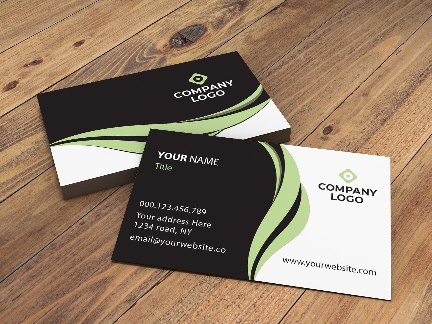 Pastel Green waves business card m