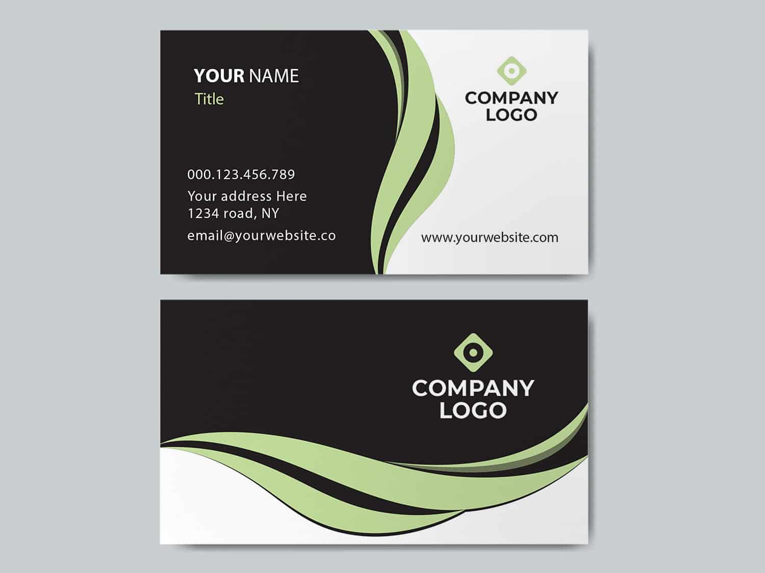 Pastel Green waves business card-min