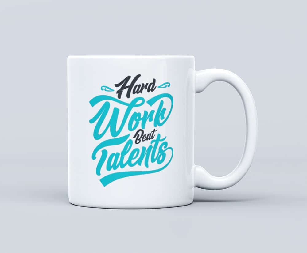hard work white mug-min