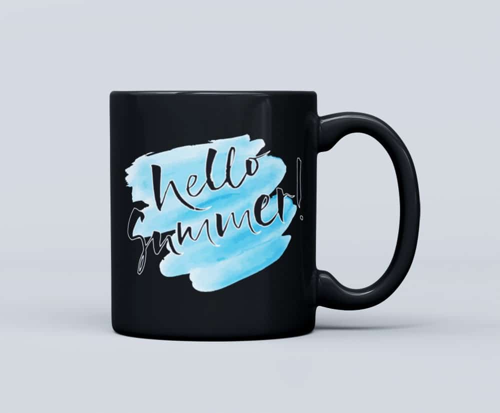 hello summer black mug-min