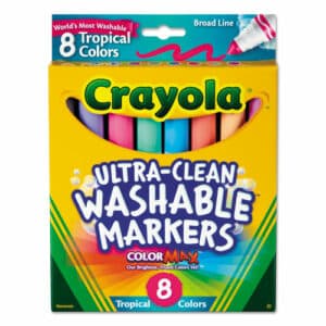 Tropical Color Washable Markers, Broad Bullet Tip, Assorted Colors, 8-pack