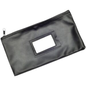 Vinyl 7-Day Pack of Zippered Bank Deposit Cash and Coin Bags with Card Window (Black)