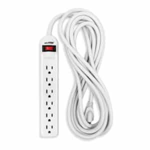 6-Outlet Surge Protector Power Strip (180 In.; White)