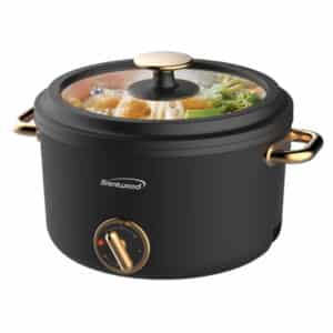 700-Watt 2.6-Qt. Multi-Function Electric Hot Pot Cooker and Food Steamer with Ceramic Non-Stick Ceramic Coating, Black