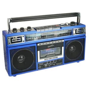 Retro Bluetooth(R) Cassette-AM-FM-Shortwave Boom Box, SC-3201BT (Blue)
