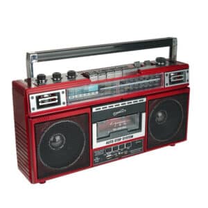 Retro Bluetooth(R) Cassette-AM-FM-Shortwave Boom Box, SC-3201BT (Red)