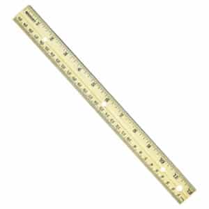 12" Hole Punched Wood Ruler English and Metric With Metal Edge