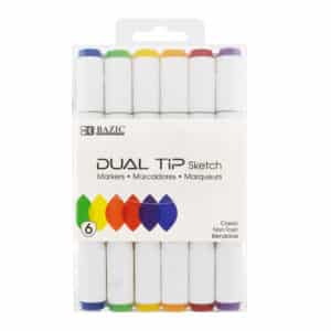 Dual Tip Sketch Markers, 6 Primary Colors