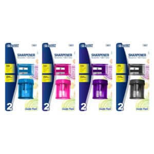 Dual Blade Square Sharpener with Receptacle & Round Receptacle Sharpener, Assorted Colors