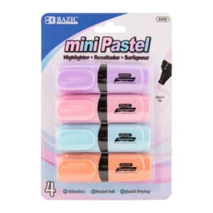 Mini Desk Style Pastel Highlighters, Pack of 4