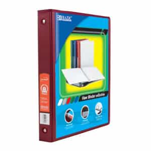 3-Ring View Binder with 2 Pockets, 1", Burgundy