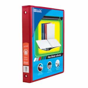 3-Ring View Binder with 2 Pockets, 1", Red