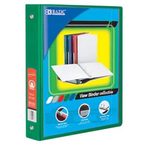 3-Ring View Binder with 2 Pockets, 1.5", Green