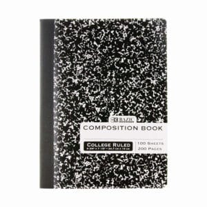 Composition Book, College Ruled, Black Marble, 100 Sheets