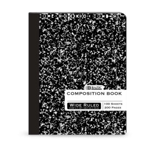 Composition Book, Wide Ruled, Black Marble, 100 Sheets