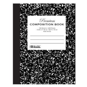 Premium Composition Book, Wide Ruled, Black Marble, 100 Sheets