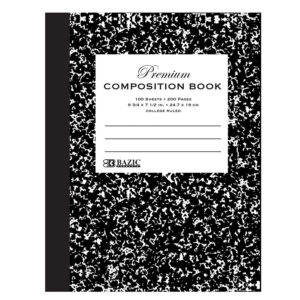 Premium Composition Book, College Ruled, Black Marble, 100 Sheets