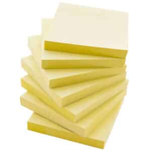 Stick On Notes, 3" x 3", Yellow, 100 Sheets, Pack of 12