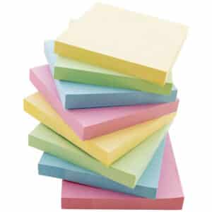Stick On Notes, 3" x 3", Assorted, 100 Sheets, Pack of 12