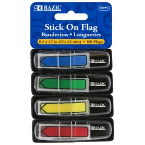 Neon Primary Color Printed Arrow Flags with Dispenser, 25 ct., 4-Pack