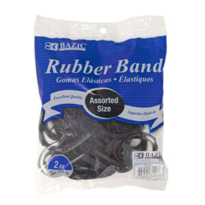 Rubber Bands, Assorted Sizes, Black, 2 oz.-56.70 g