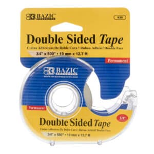 Double Sided Permanent Tape with Dispenser, 3-4" x 500"
