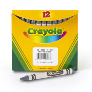Single Color Bulk Crayons, Regular Size, Gray, 12 Count