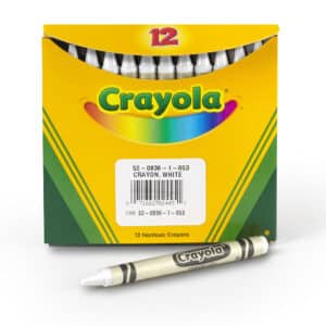 Single Color Bulk Crayons, Regular Size, White, 12 Count