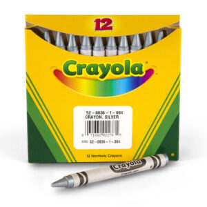 Single Color Bulk Crayons, Regular Size, Silver, 12 Count