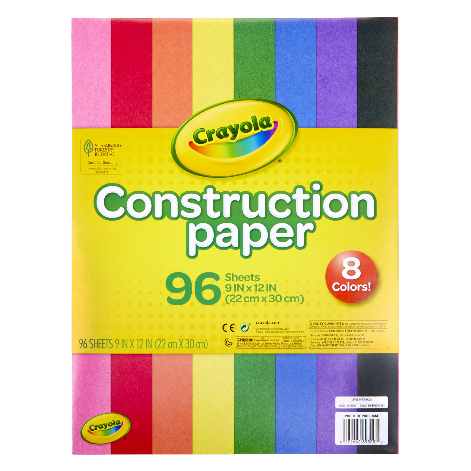Construction Paper, 8 Colors, 96ct
