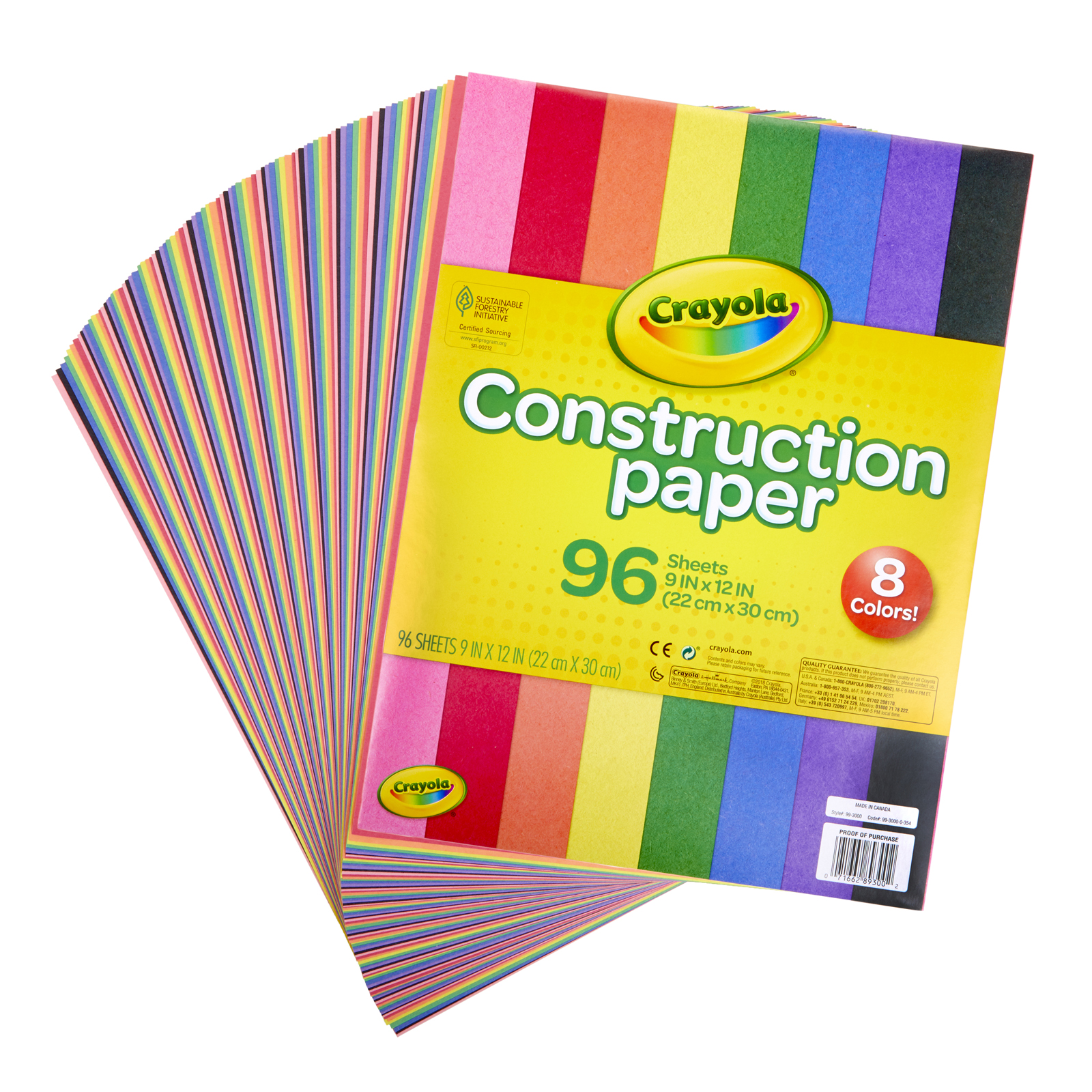 Construction Paper, 8 Colors, 96ct