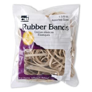 Rubber Bands, Assorted Sizes, Natural Color, 1 3-8 oz. bag
