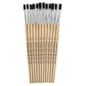 Easle Brushes, 1-4" Wide, Stubby Handle, Natural Bristles, Pack of 12