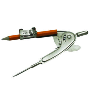 Ball Bearing Compass with Golf Pencil, Up To 12 Inch Diameter, Silver