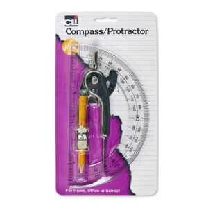 Ball Bearing Compass & 6 Inch Protractor Combo Set, Metal-Clear Plastic