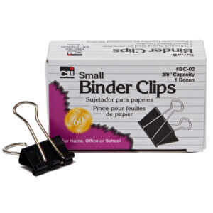 Binder Clips, Small, 3-8" Capacity, Box of 12