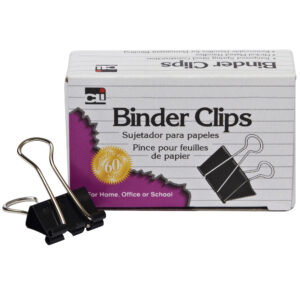 Binder Clips, Large, 1 Inch Capacity, Black-Silver, 12-Box