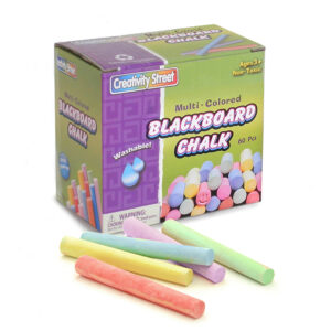 Blackboard Chalk, 5 Assorted Colors, 3-8" x 3-1-4", 60 Pieces