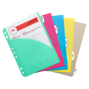 Mini-Size 5-Tab Poly Index Dividers with Pockets, 5-PK