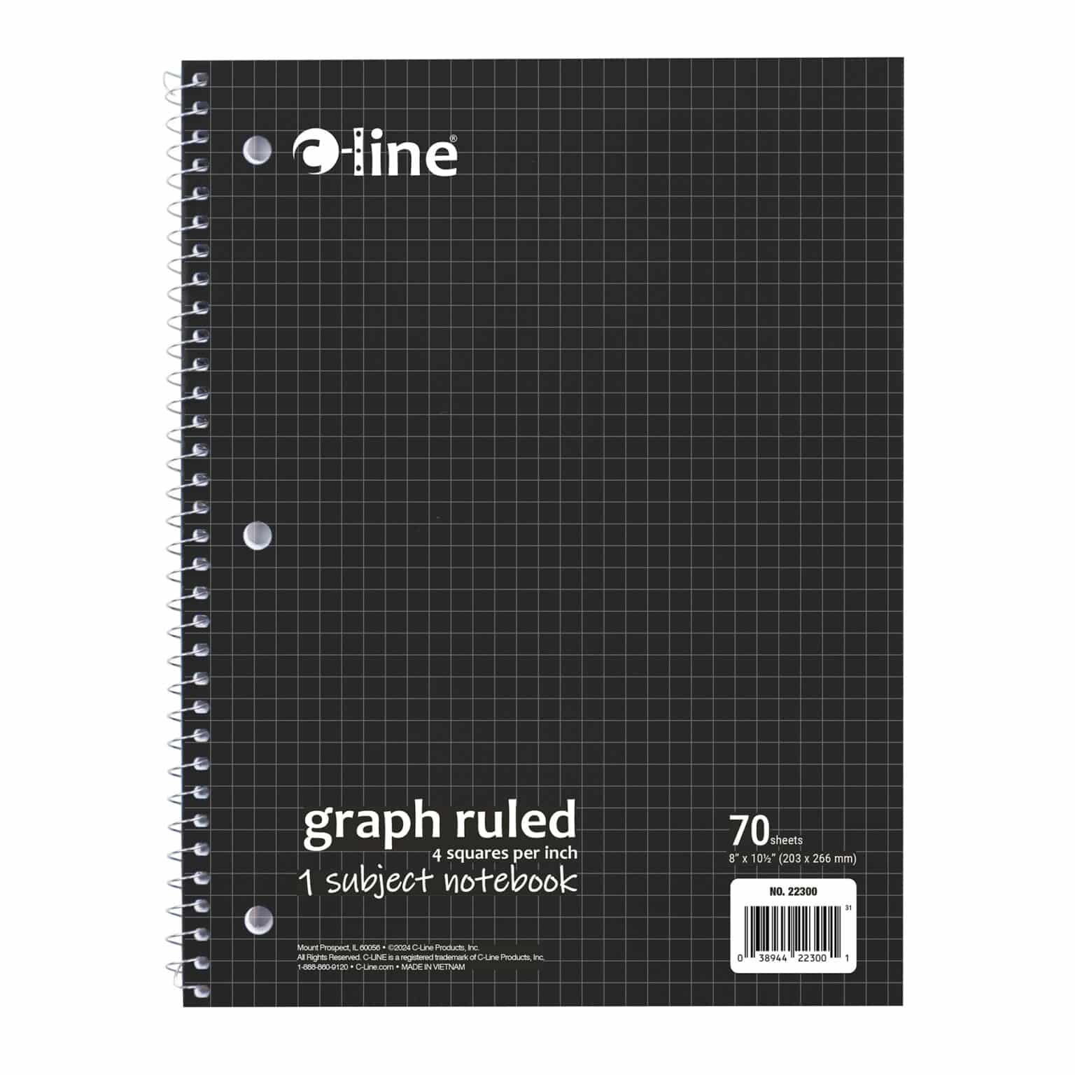 What Is Graph Ruled Notebook 1-Subject Notebook, 4 x 4 Graph Ruled, Black - Office Garner