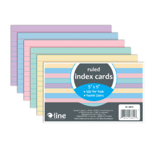 Index Cards, 3" x 5", Assorted Colors, Ruled, Pack of 100