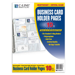 Business Card Holder, Poly without Tabs, Holds 20 Cards-Page, 11-1-4 x 8-1-8, Pack of 10