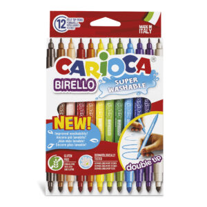 Birello Double Tip Washable Felt Tip Pens - 12 Pieces
