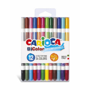 BiColor Felt Tip Washable Pens - 12 Pieces