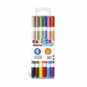 BiColor Washable Felt Tip Pens - 6 Pieces