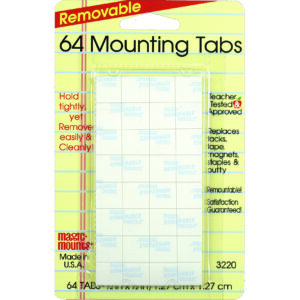 Removable Mounting Tabs, 1-2" x 1-2", Pack of 64