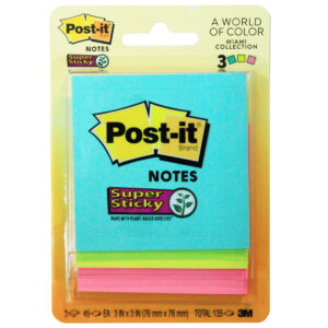 Super Sticky Notes, 3" x 3", Marrakesh Collection, 3 Pads-Pack